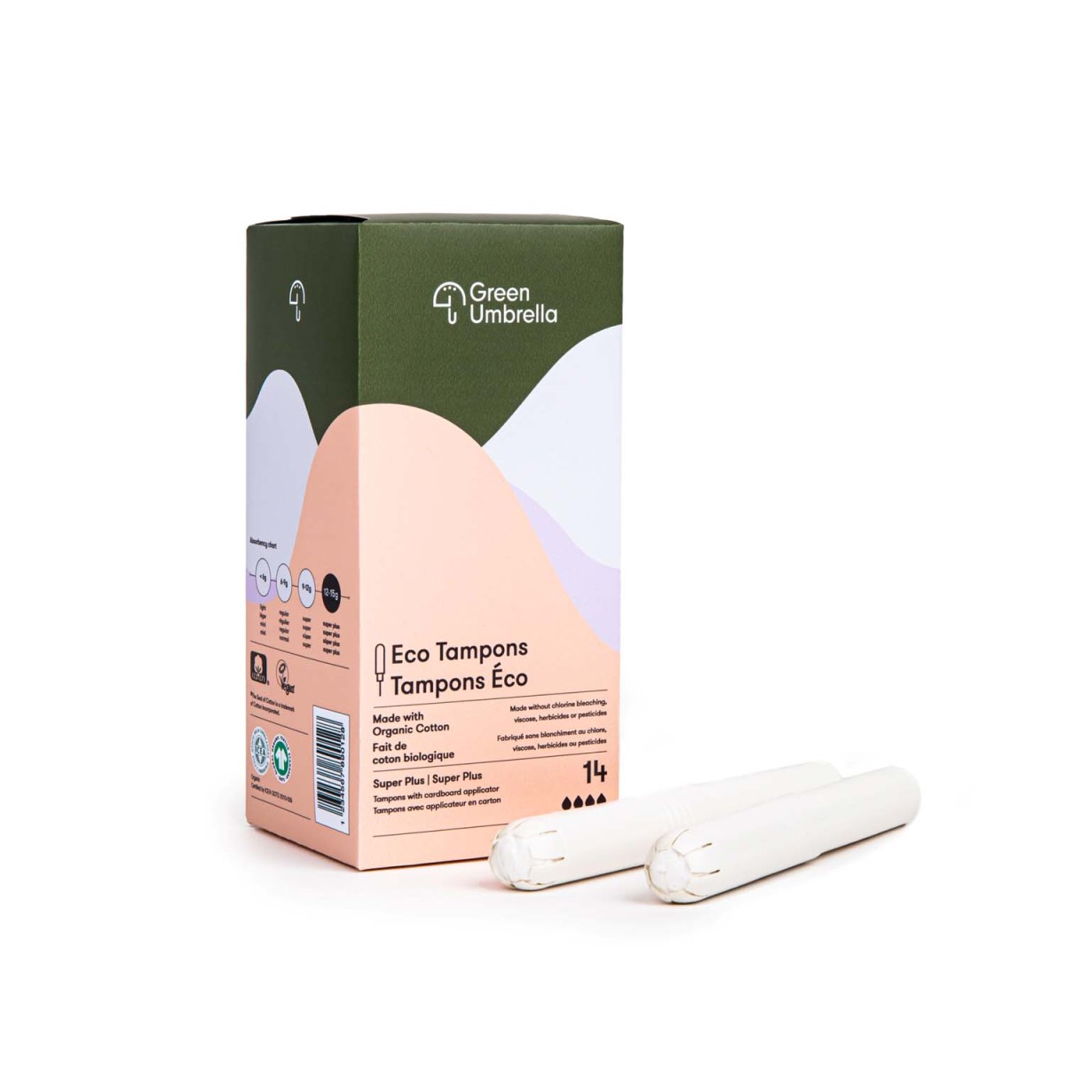 Tampons with applicator. Organic cotton (Super plus)