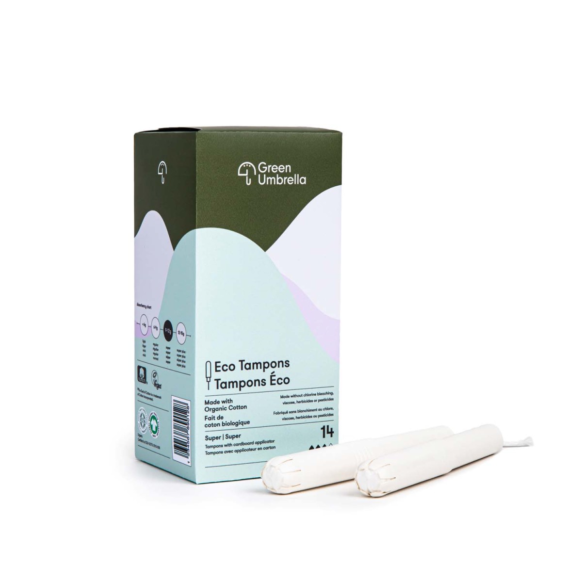 Tampons with applicator. Organic cotton (Super)