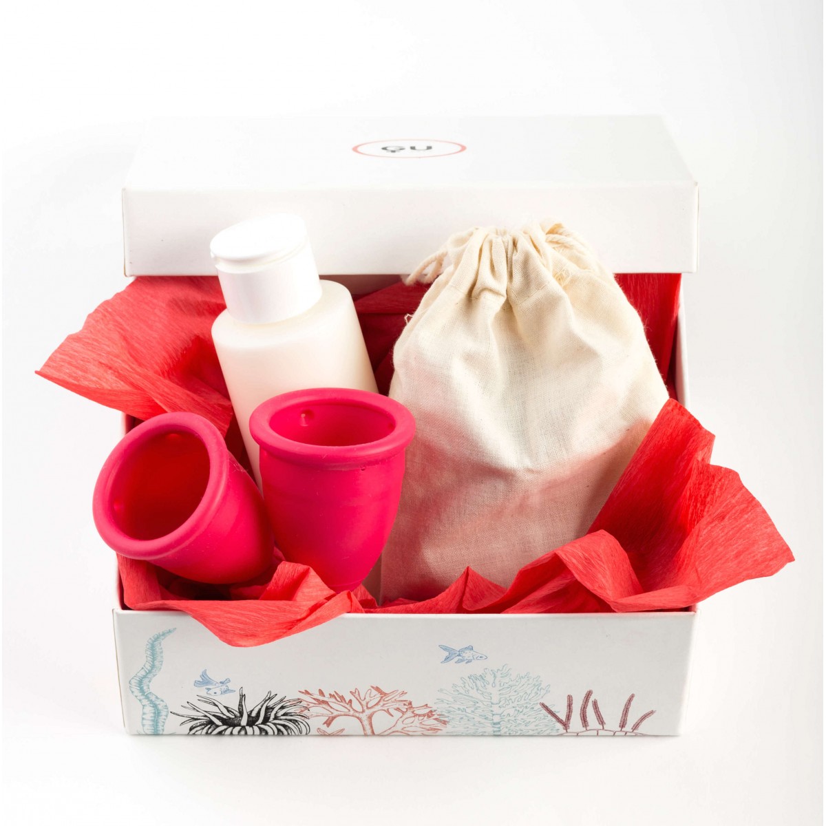 Pack 2 Copa menstruales eco + gel íntimo + caja de regalo